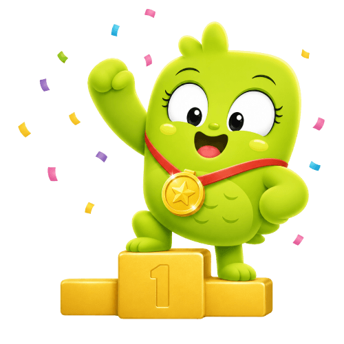 The mascot celebrating with a gold medal