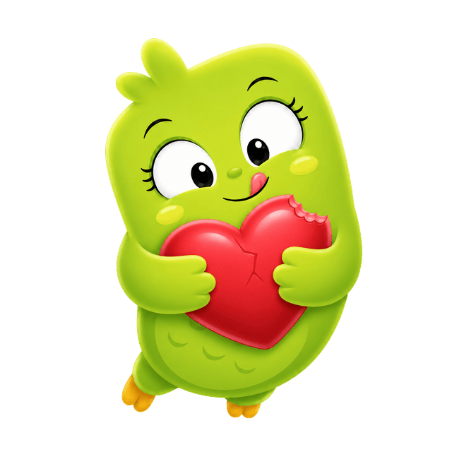 The mascot hugging a big red heart